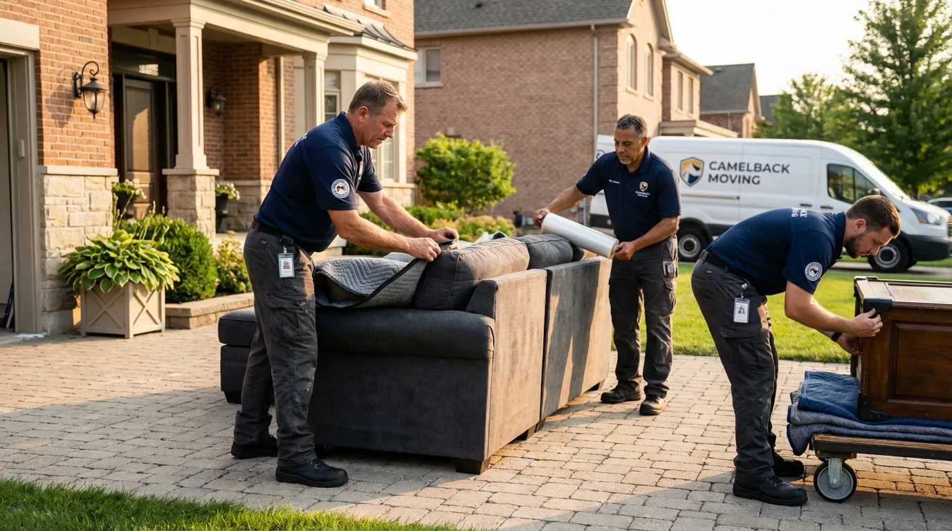 Large estate moving crew wrapping furniture in McMinnville, TN