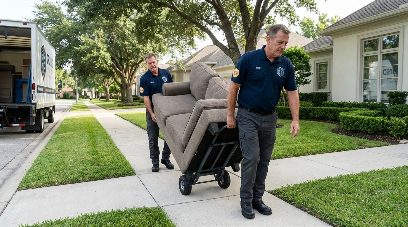 Local residential moving crew loading furniture in McMinnville, TN